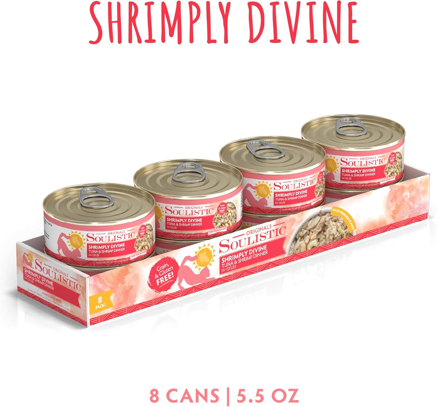 Soulistic Originals, Shrimply Divine Tuna and Shrimp Dinner in Gelée, 5.5oz Can, Pack of 8