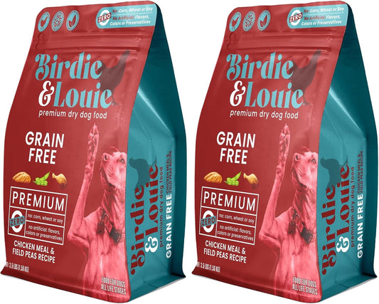 Birdie and Louie Dry Dog Food Chicken Meal & Field Peas Recipe 3.5 Lb Easy Seal Bag (1 Bag) (Pack of 2)