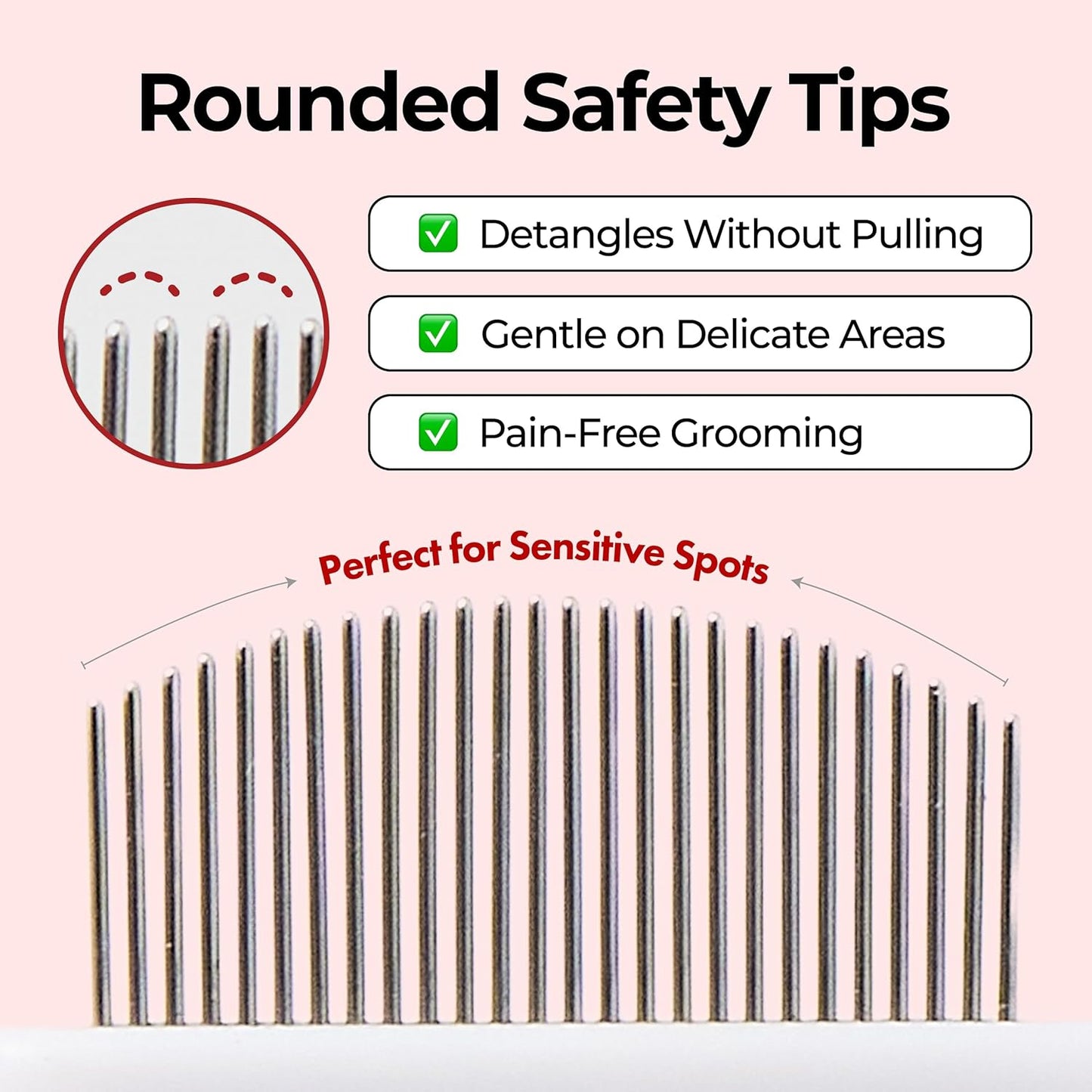 JAYU PET Facial Grooming Comb - Dog Eye Combs, Stress-free Tear Stain Remover for Dogs & Cats, Pet Facial Brush, Cat Grooming Kit, Stainless Steel Deshedding Comb (1ea)