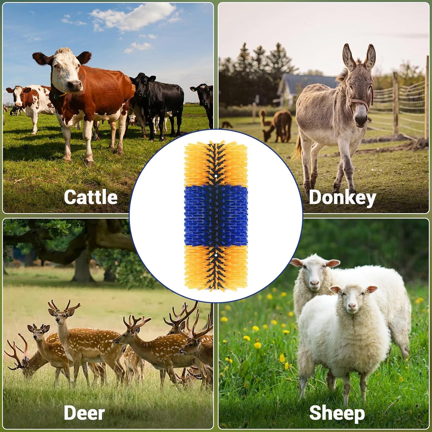 2 Pack Livestock Scratching Brush Horse Massage Grooming Brushes with 8 Screws for Goat,Cattle,Cow,Sheep, Horses,Pigs and Other Animal Back Scratching