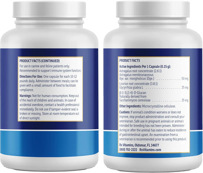 Rx Vitamins GlucaMune - Immune Support Supplement with Beta Glucan for Dogs and Cats - Strengthens Natural Defenses for Overall Health - 90ct
