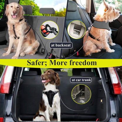 VIVAGLORY Dog Seat Belt + Dog Seat Cover, Chew Proof Waterproof Multi-Functional, Backseat Cover for Car