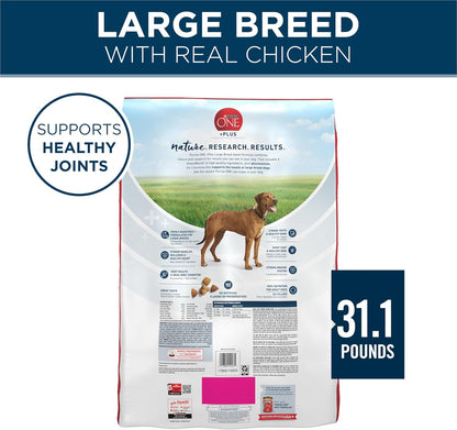 Purina One +Plus Dry Dog Food for Large Adult Dogs High Protein, Real Chicken - 31.1 lb Bag