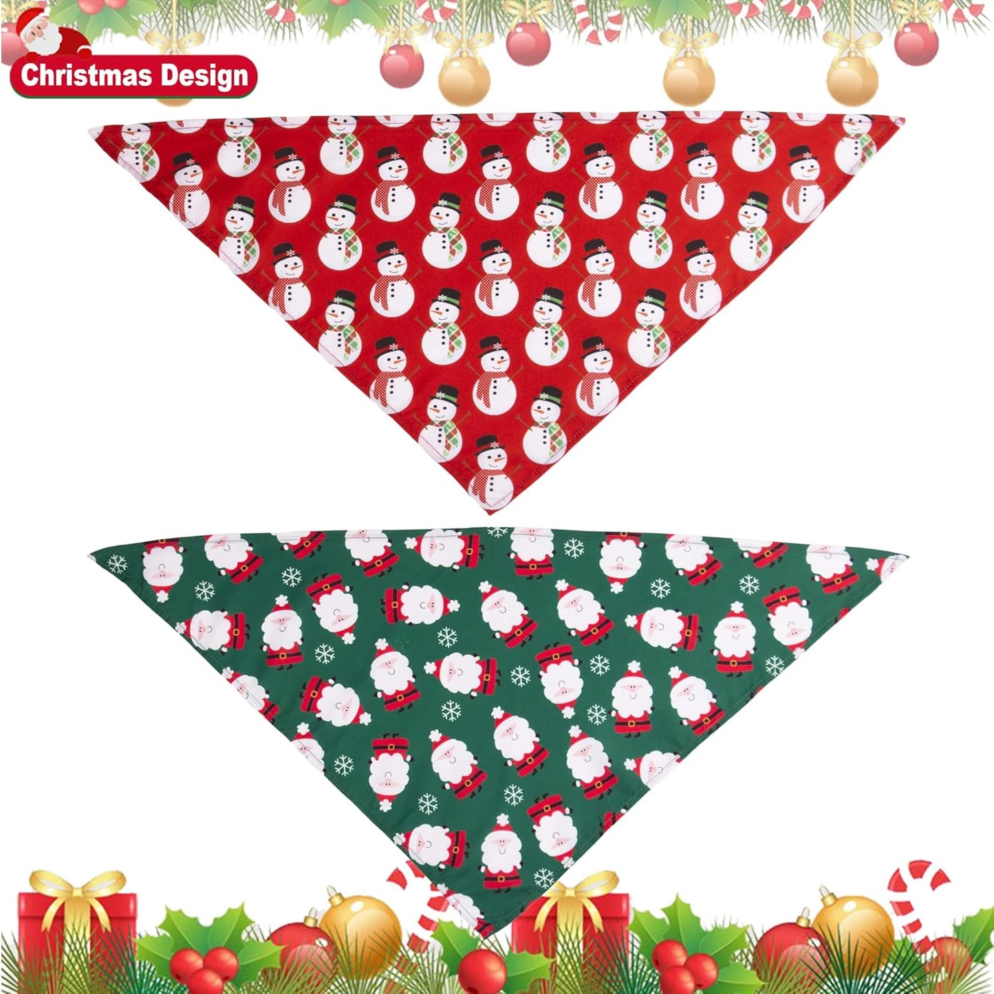 ADOGGYGO 4 Pack Dog Bandana Christmas Scarf Bibs Kerchief Set Pet Christmas Costume Xmas Holiday Bandanas for Medium Large Dogs Pets (Large)