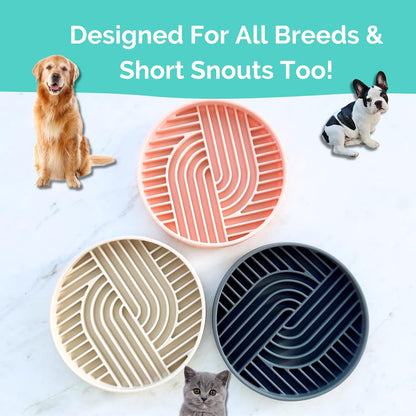 Beige Silicone Slow Feeder Bowl for Dogs, Cats and Pets by Stella and Bear Co.