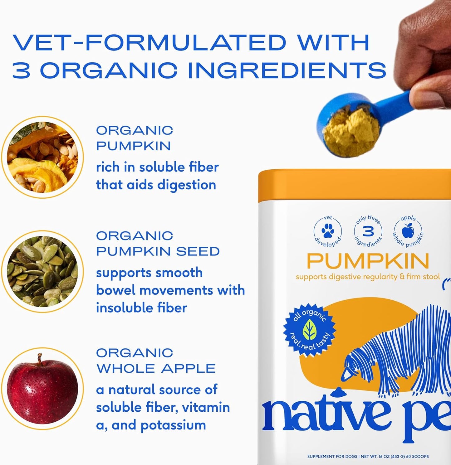 Native Pet Omega Oil for Dogs & Pumpkin for Dogs | Dog Fish Oil Supplements | All-Natural, Organic Fiber for Dogs | 8 Oz. Omega Oil & 16 Oz. Pumpkin Powder