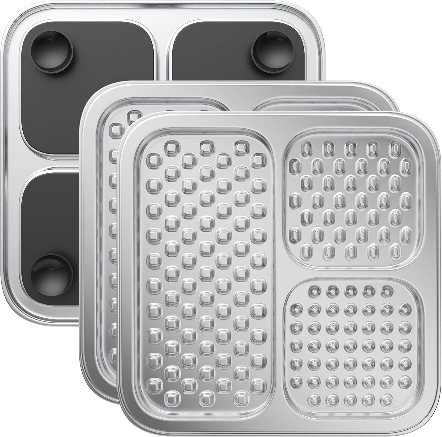 2 Pack - Stainless Steel Lick Mat for Dogs & Cats, Large Non-Slip Slow Feeder Pad with Suction Cups, Chew-Proof Dog Licking Mat for Anxiety Relief, Bathing & Grooming Time