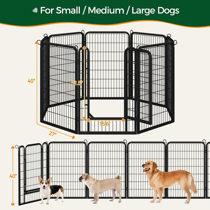 Yaheetech Dog Playpen, 40 inch 8 Panels Dog Pen for Indoor Heavy Duty Puppy Exercise Pen Metal Pet Fence for RV Camping/Yard/Garden