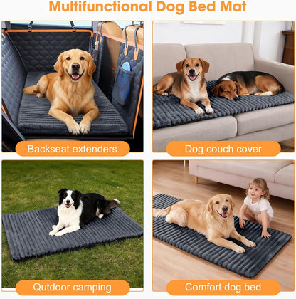 FURTIME Backseat Pet Bed Mat, Non-Slip Dog Bed for Car Back Seat, Washable Travel Pet Mat with Removable Cover, Dog Seat Covers Protector Fit for Backseat Extenders and Trucks SUVs, 54"x 24.8", Grey