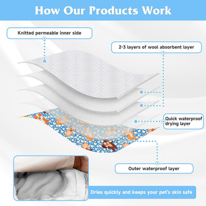 4 Pack Reusable Female Dog Diaper, Highly Absorbent Doggie Diapers for Female Dogs, Dog Diaper X-Large, Bulldog