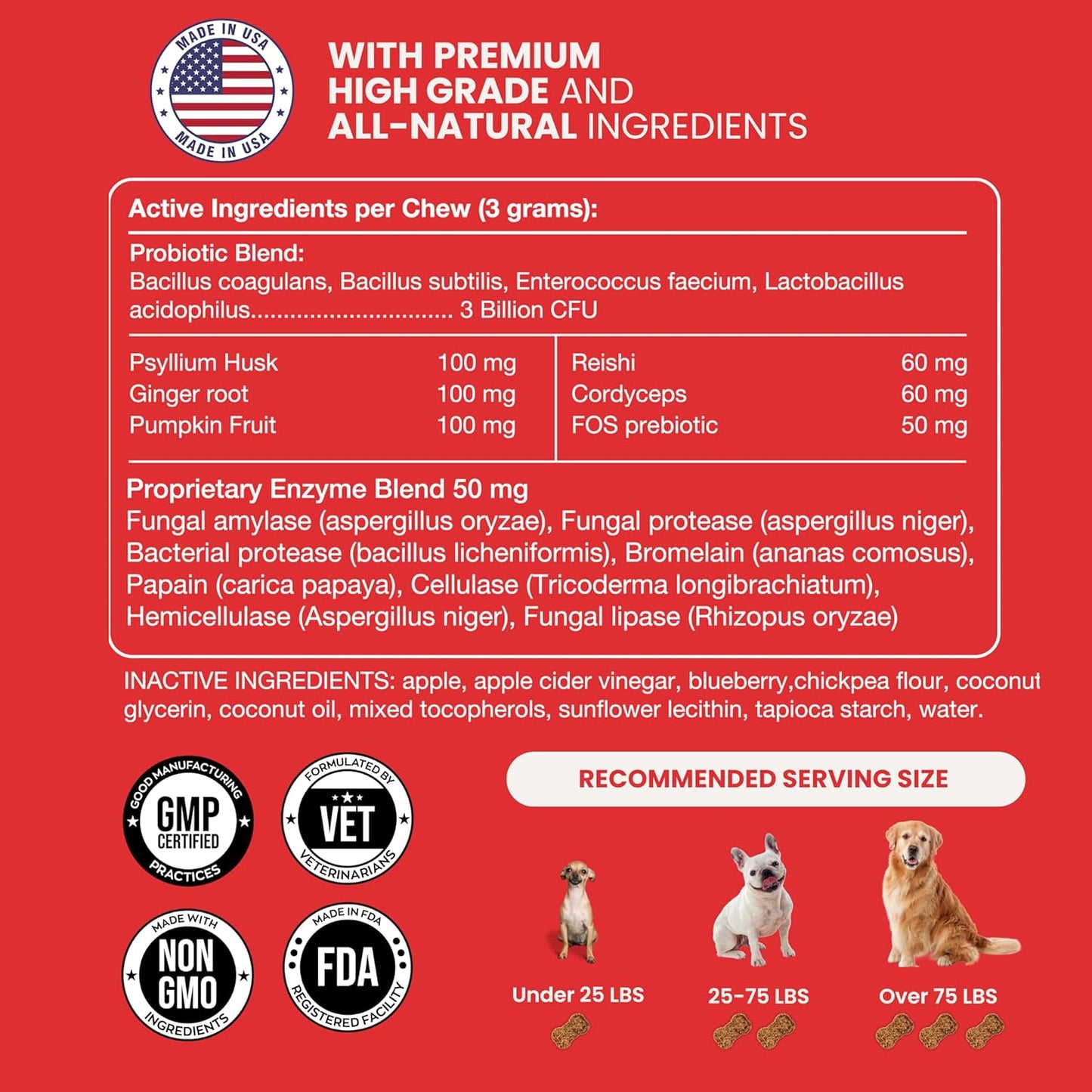 Dog Probiotics – Vet-Formulated Soft Chews for Gut, Immune & Skin Support, Allergen-Smart, Clean Ingredients | 60 Chews