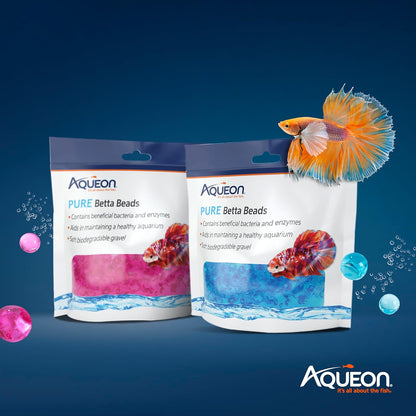 Aqueon Pure Betta Beads, Water Care for Unfiltered Aquariums, Maintains Clear Water and Helps Breakdown Organic Sludge, Pink (Pack of 2)