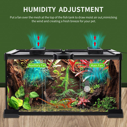 Reptile Fan,Humidity Fan,Dehumidifier for Rainforest Terrarium Vivarium, Improving Air Circulation for Amphibians, Reptiles, and Snakes