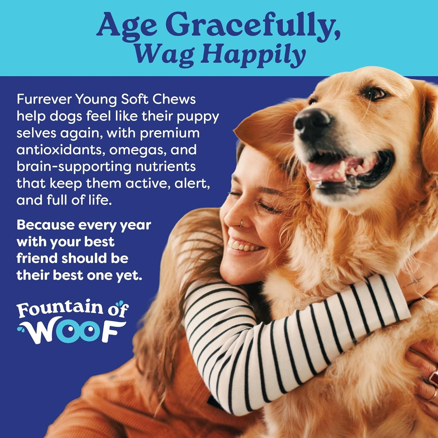 Furrever Young Soft Chews – Senior Dog Healthy Aging Supplement with Antioxidants for Mobility, Immune Health & Cognitive Support – Natural Senilife Alternative (90 Count)