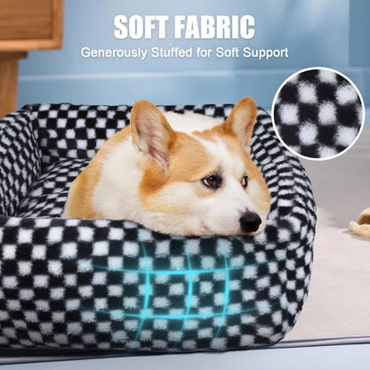 Dog Car Seat for Small Dogs,Medium Dog Car Bed with Detachable Washable Cover,Pet Puppy Booster Cars Seats with Safety Belt Up to 30 lbs(Grid Black)