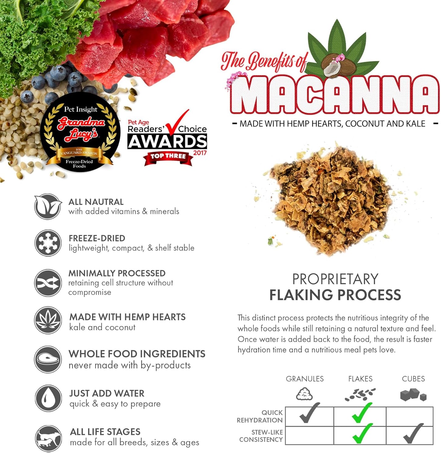 Grandma Lucy’s Macanna Freeze Dried Grain Free Beef Recipe Dog Food 1 Lbs