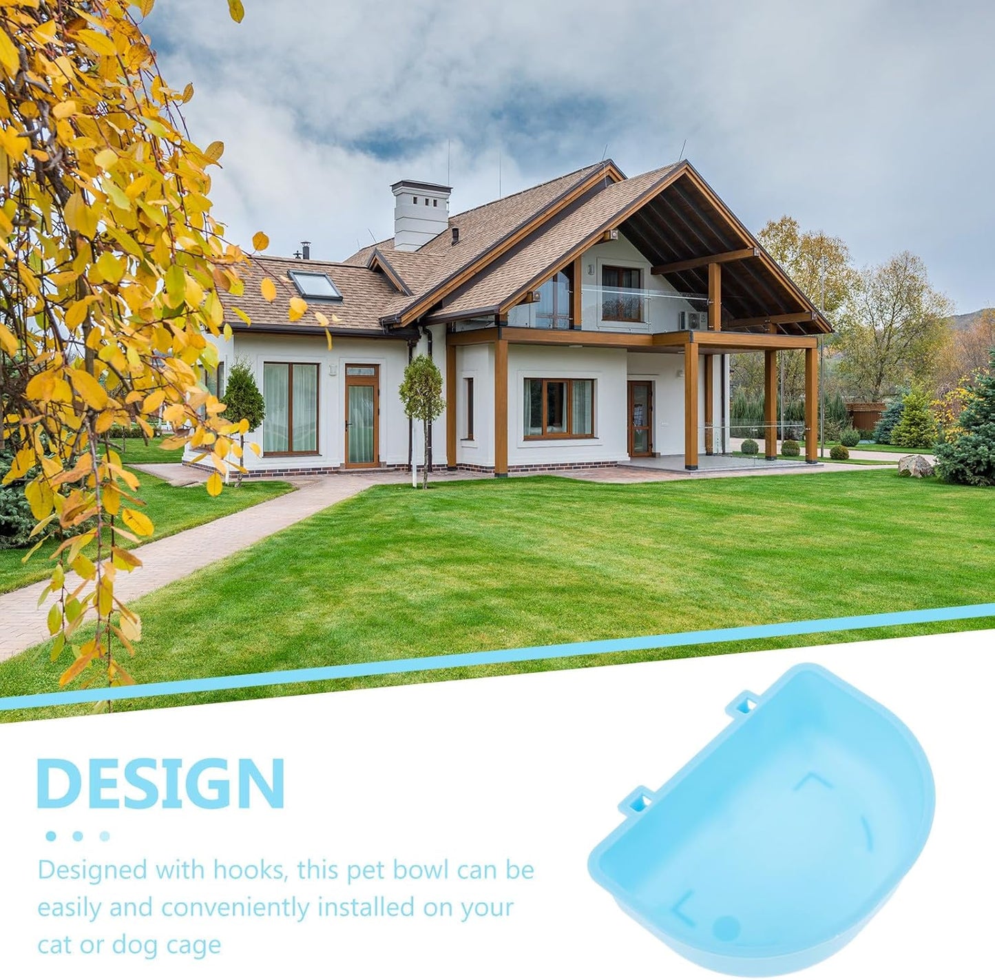 Hanging Plastic Pet Bowl for Cats and Dogs, Round Food and Water Dish, Blue Sturdy Plastic, Suitable for Crates and Travel, Multipurpose Feeding Bowl for Small to Medium Pets