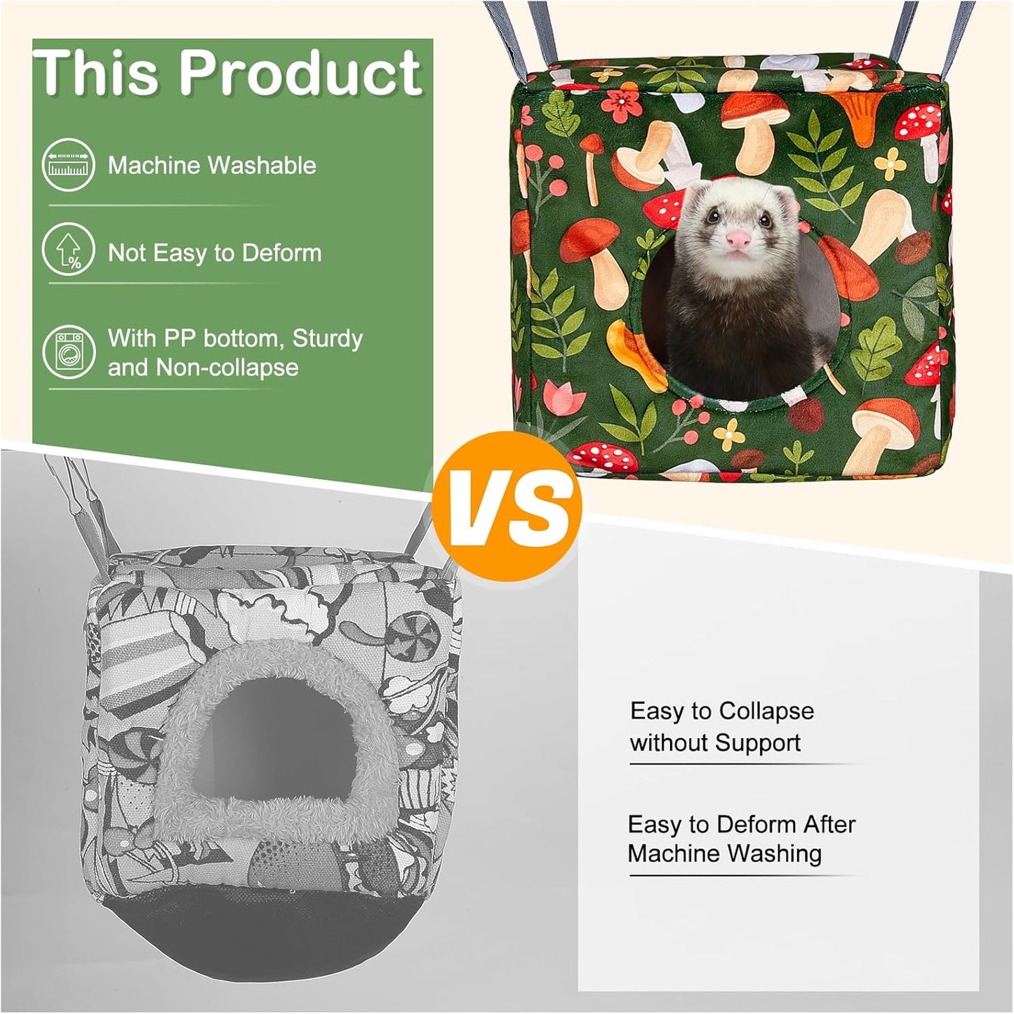 Glittme Ferret Hammock 4 Pack Ferrets Cage Accessories Washable Rat Hammock on Ferrets Cage Soft Guinea Pig hammocks for Rat, Sugar Glider, Squirrel, Guinea Pig