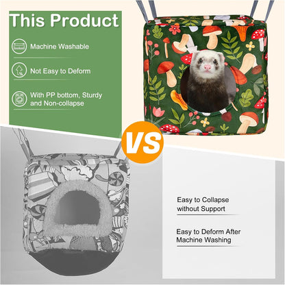 Glittme Ferret Hammock 4 Pack Ferrets Cage Accessories Washable Rat Hammock on Ferrets Cage Soft Guinea Pig hammocks for Rat, Sugar Glider, Squirrel, Guinea Pig