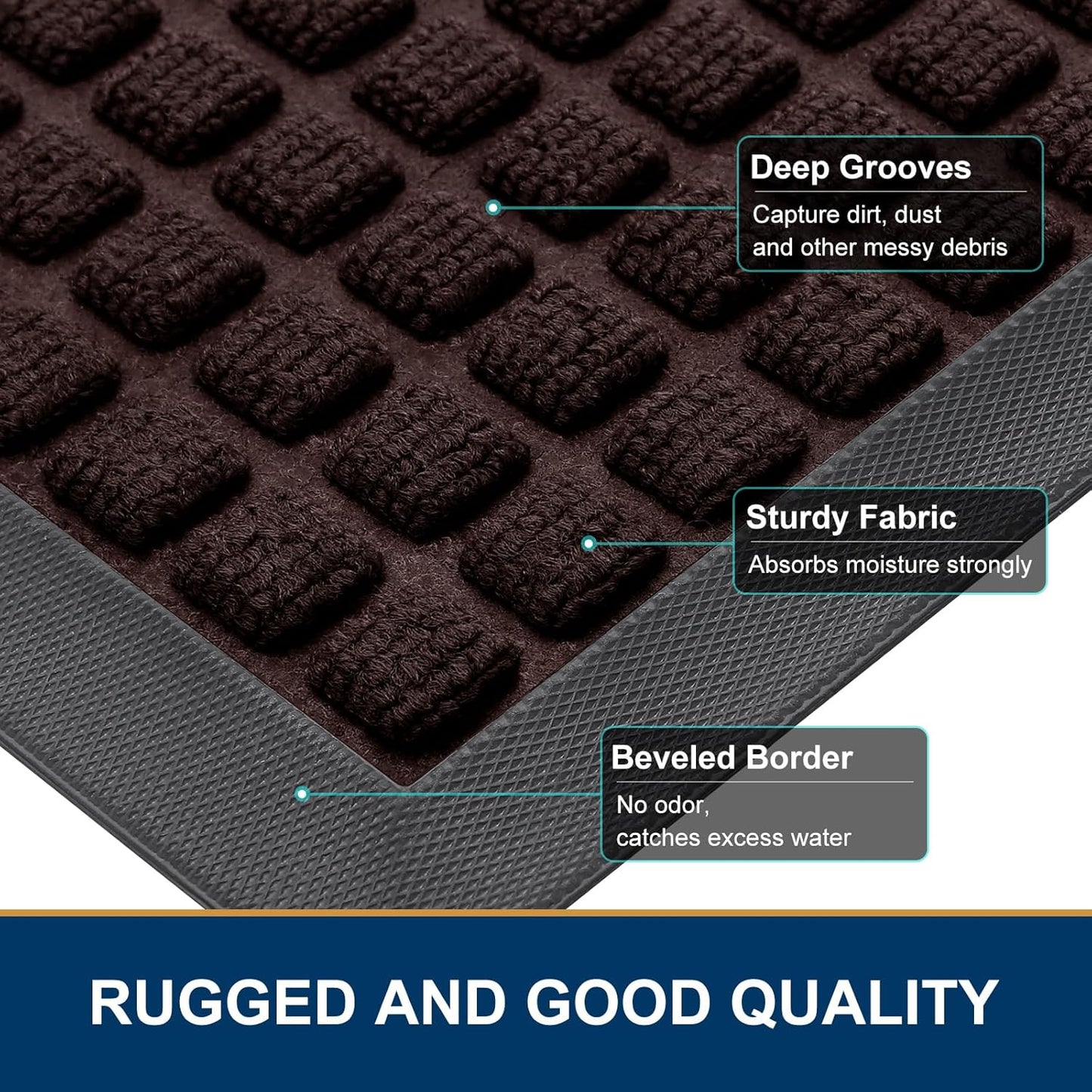 Smiry Front Door Mat Outside Entrance, Brown, 29.5" x 17" and Dog Door Mat for Muddy Paws, Brown, 30" x 20", 2 Item Bundle