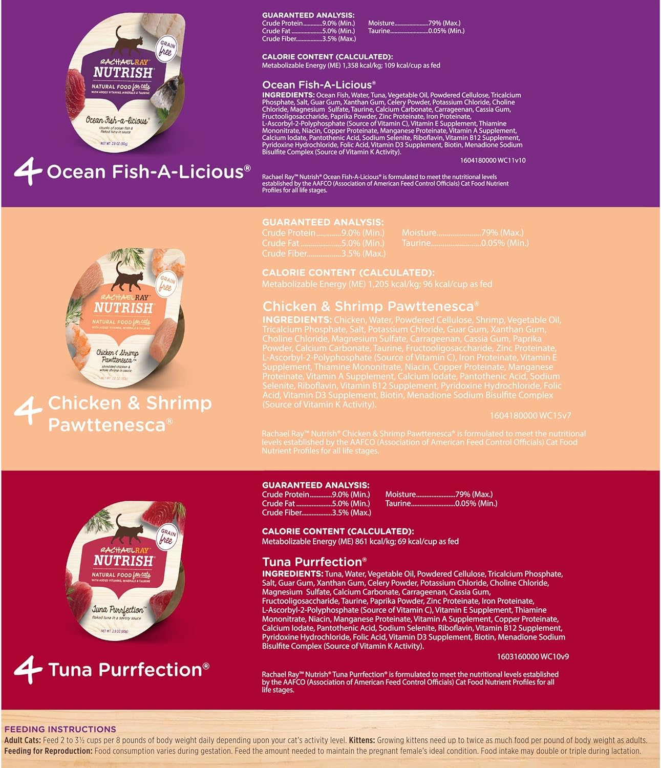 Rachael Ray Nutrish Natural Wet Cat Food, Ocean Lovers Variety Pack, 2.8 Ounce Cup (Pack of 12), Grain Free