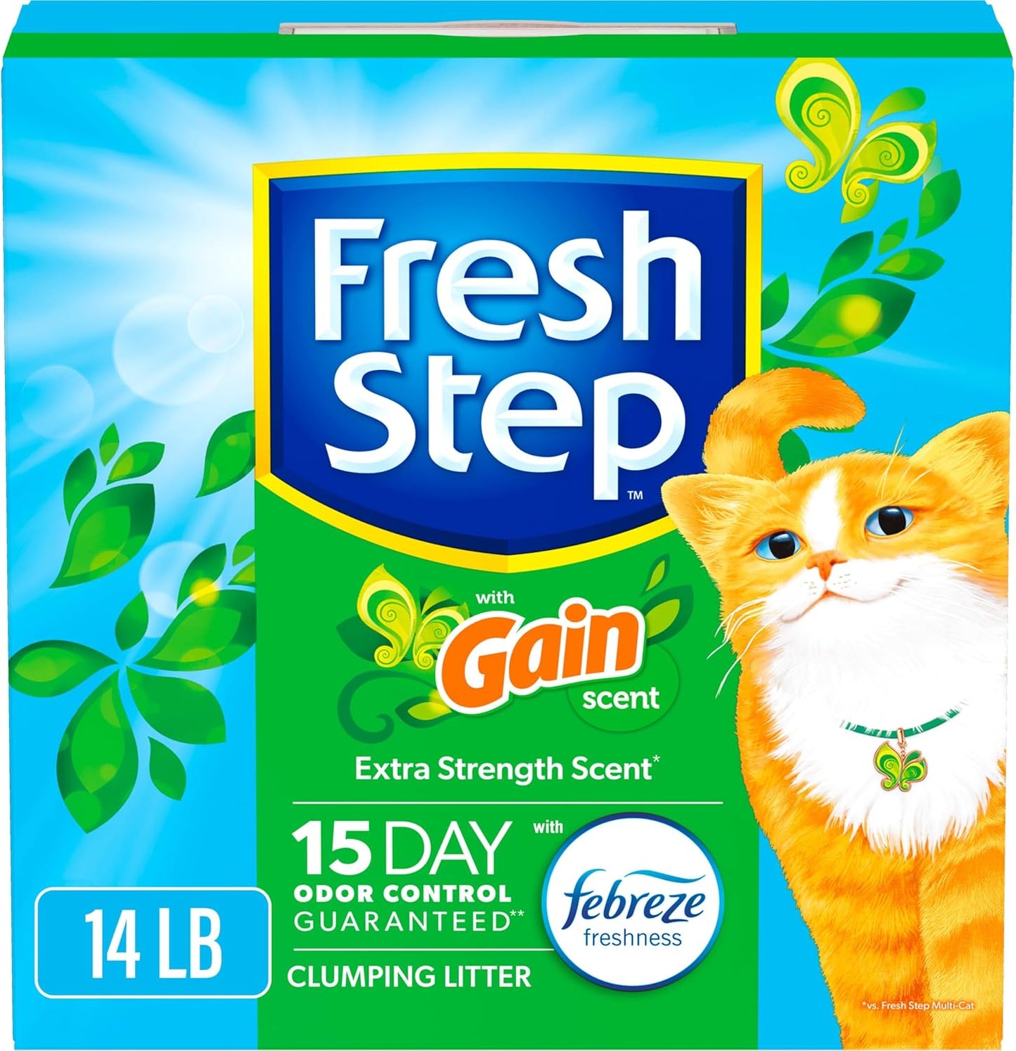 Fresh Step Clumping Litter With Febreze Freshness Gain Original Scent, Low-Dust Formula With Ammonia Block Technology, 14 lb. Box