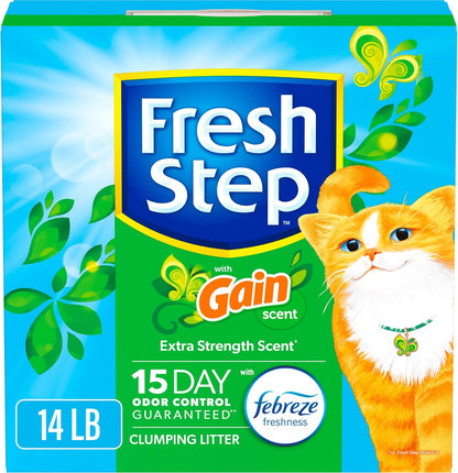 Fresh Step Clumping Litter With Febreze Freshness Gain Original Scent, Low-Dust Formula With Ammonia Block Technology, 14 lb. Box
