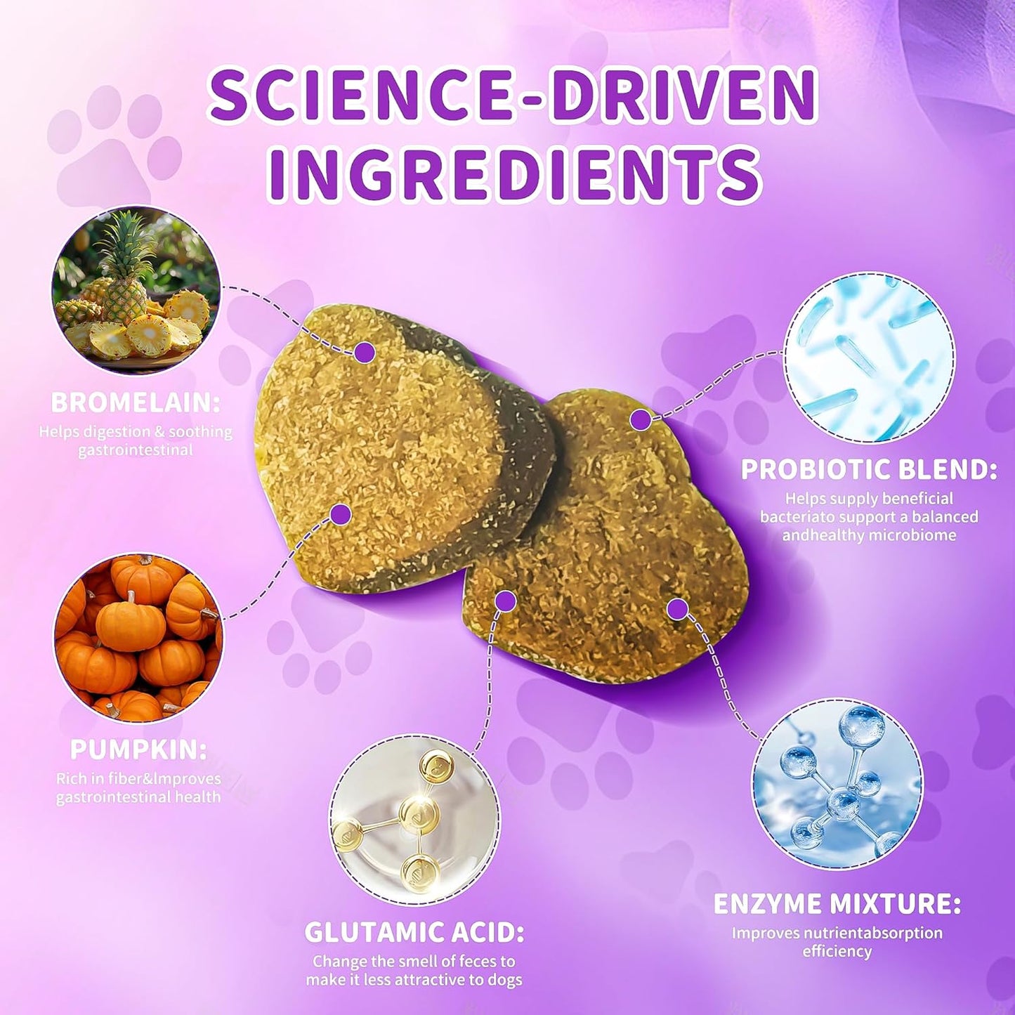 No Poop Chews for Dogs - 120 Chews Stool Eating Deterrent with Probiotics & Digestive Enzymes Supplement - Teeth Health & Immune - No Poop Eating Deterrent for Dogs - Made in USA