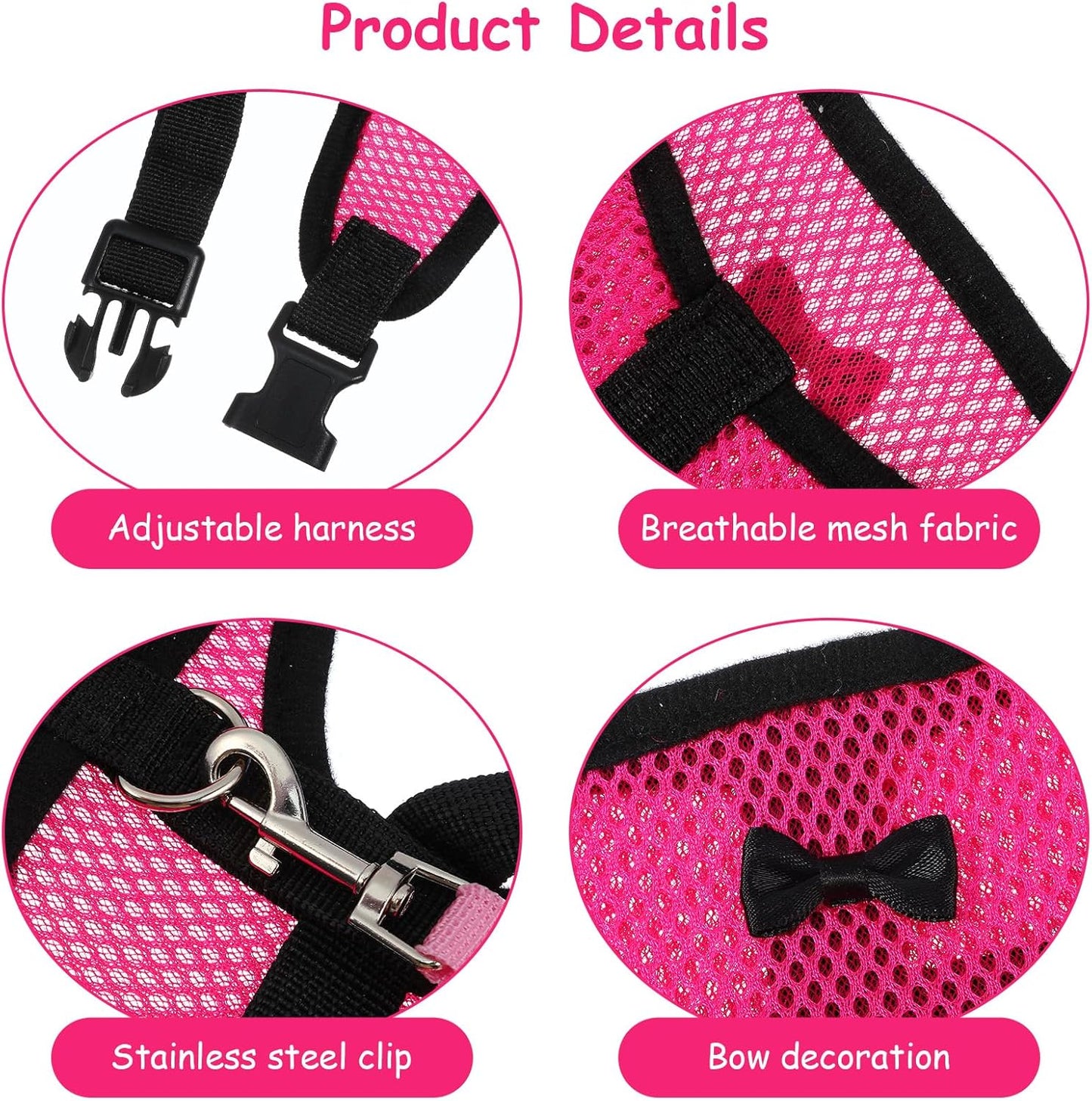 Upgraded Double Adjustable Mesh Breathable Chicken Training Harness, Chicken Harness with Leash Set, Pets Leash for 3-4 Lb Hens Duck Goose Small Pets Training Walking Supplies (4 Colors)