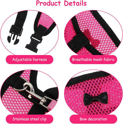 Upgraded Double Adjustable Mesh Breathable Chicken Training Harness, Chicken Harness with Leash Set, Pets Leash for 3-4 Lb Hens Duck Goose Small Pets Training Walking Supplies (4 Colors)