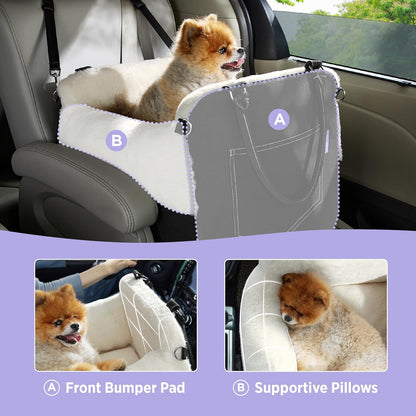 Lesure Dog Booster Bed - Car Seats for Small Dogs, Egg Crate Foam Dog Car Bed with Clip-On Leash Travel accessories, Blue