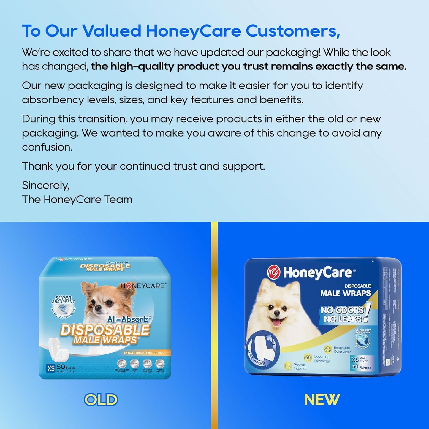 HONEY CARE All-Absorb A27 Male Dog Wrap, 50 Count, Extra Small