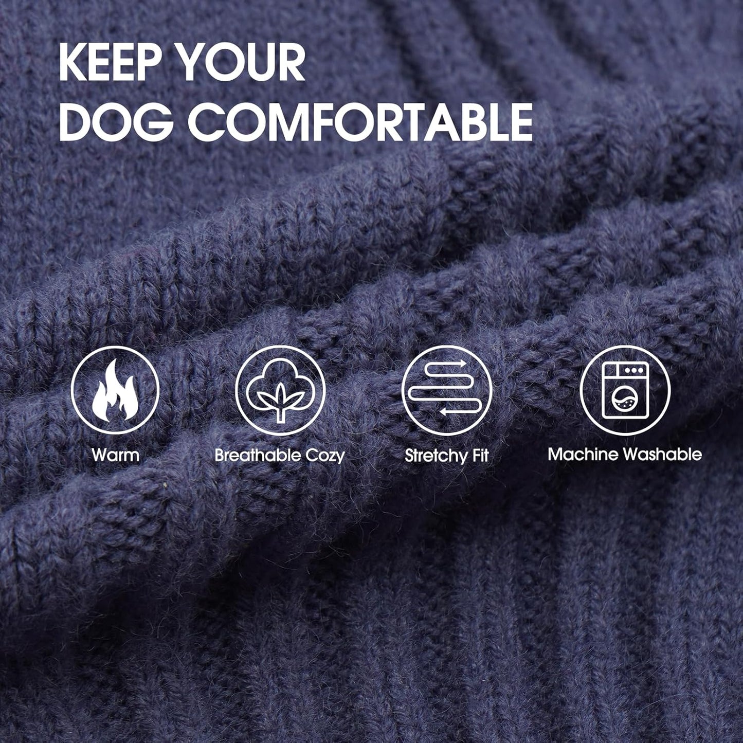 IECOii XXXL Dog Sweater,Warm Dog Sweaters for Extra Large Dogs Girl Boy,Stretchy & Cozy,Turtleneck Knitted Pullover for Pet Wear On Holiday,Easy On Doggy Sweatshirt for Labrador (Blue,XXXL)