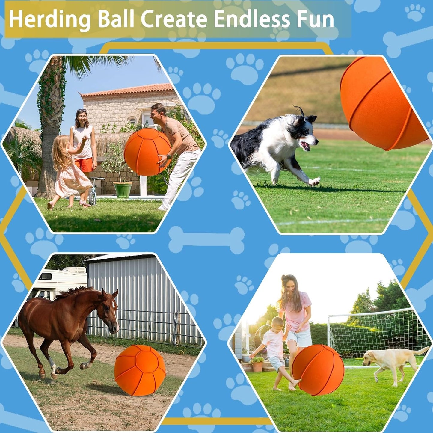 Herding Ball for Dogs, 25" Horse Ball with Cover, Dog Herding Balls Large with Hand Pump, Dog Horse Toys for Play Hurding/Hearding (Orange)