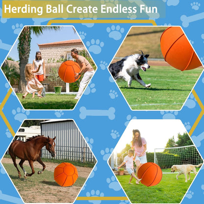 Herding Ball for Dogs, 25" Horse Ball with Cover, Dog Herding Balls Large with Hand Pump, Dog Horse Toys for Play Hurding/Hearding (Orange)