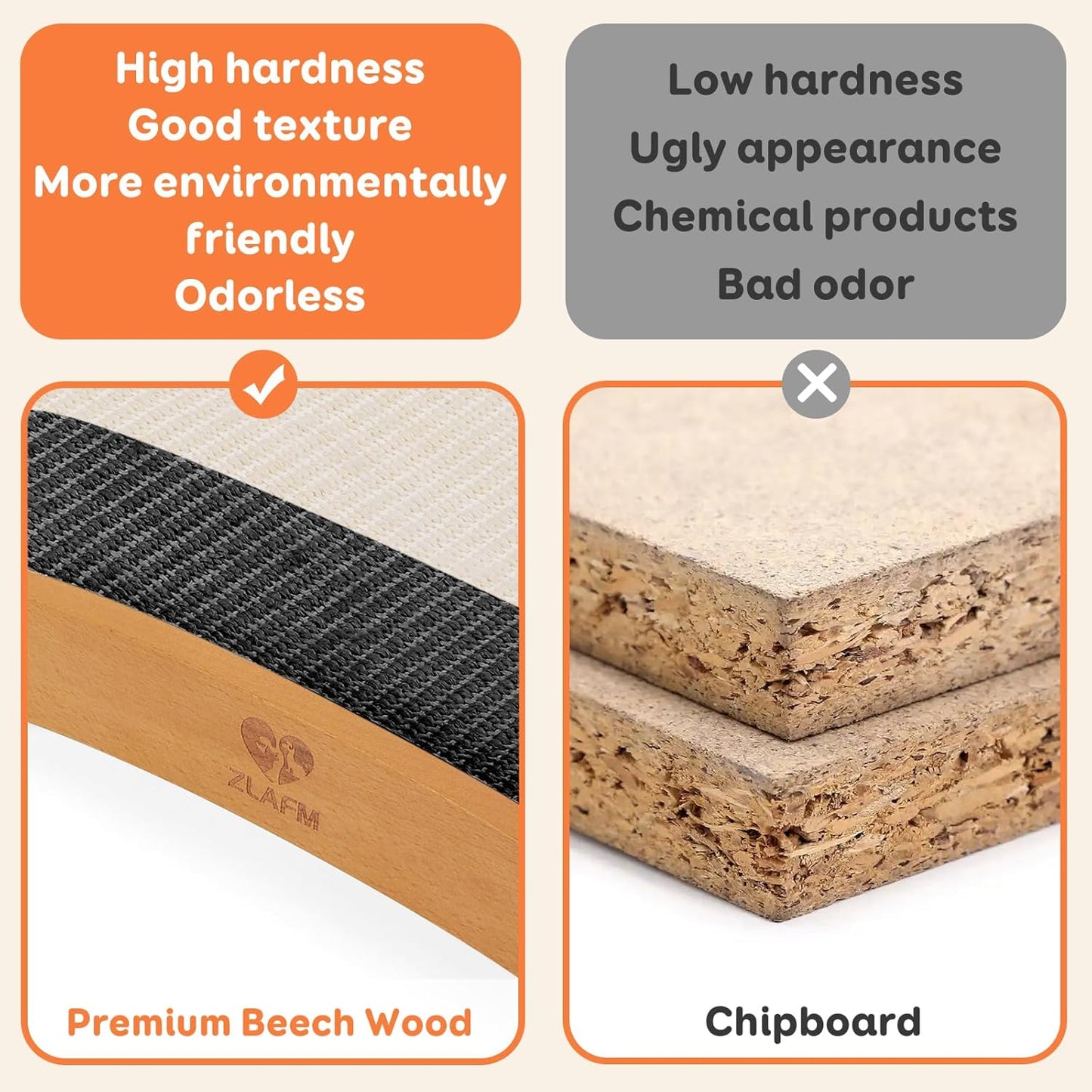 Extra-Larger Sisal Cat Scratcher Bed, Durable Cat Scratching Post with Hammock for Indoor Cats Lounger & Sleep & Scratch, Natural Sisal Cat Scratch Pad, Sturdy Solid Wood Frame (BeigeBlack)