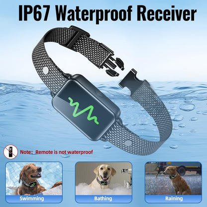 Dog Training Collar, Dog Shock Collar with Remote Control, 4 Training Modes Vibration, Beep, Shock, IP67 Waterproof Keypad Lock Rechargeable E-Collar for All Breed