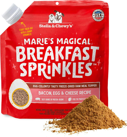 Stella & Chewy's Marie's Magical Breakfast Sprinkles Freeze-Dried Raw Bacon, Egg & Cheese Recipe Grain-Free Dog Food Topper, 7-oz Bag