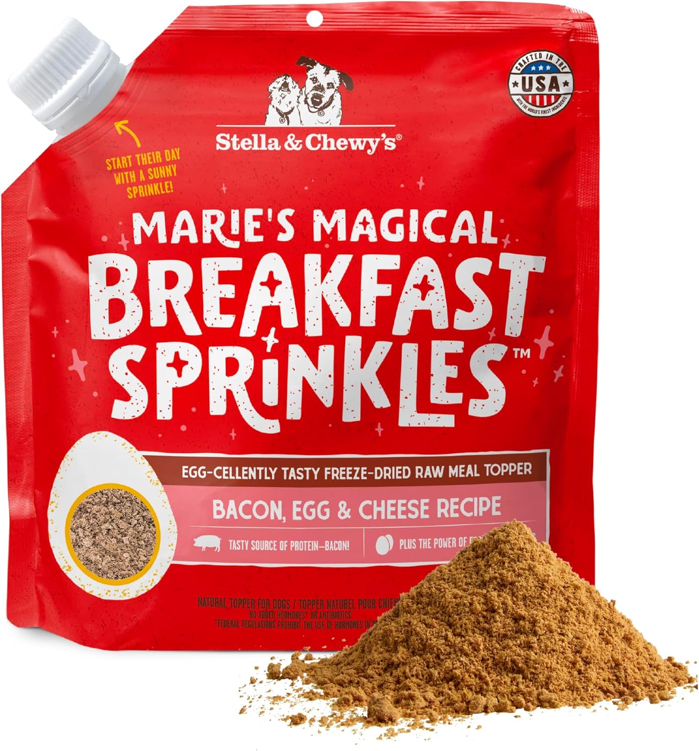 Stella & Chewy's Marie's Magical Breakfast Sprinkles Freeze-Dried Raw Bacon, Egg & Cheese Recipe Grain-Free Dog Food Topper, 7-oz Bag