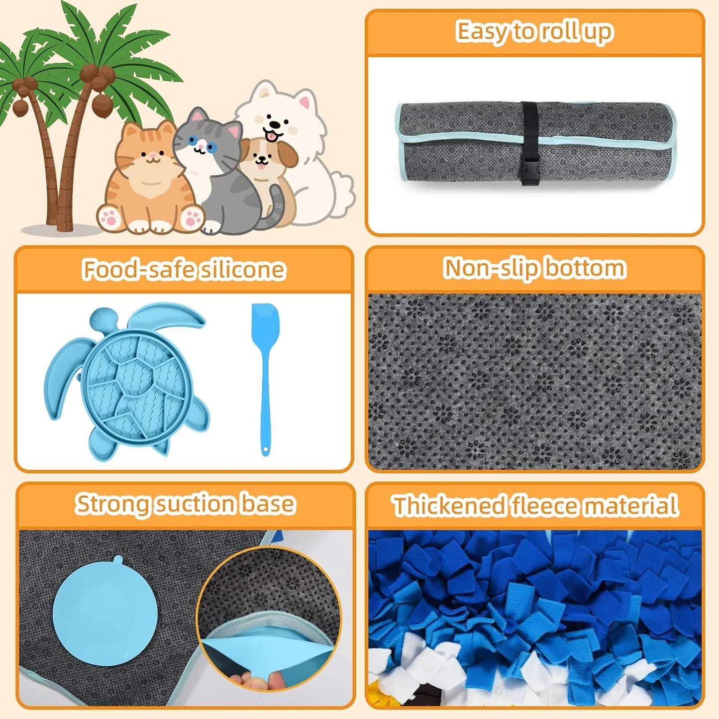 Dog Sniff Snuffle Mat for Dogs Small Puppy Breed Includes Slow Lick Mat, Interactive Dog Puzzle Toy for Boredom, Dogs Sniffing Training Mat for Enrichment with Non-Slip Bottom