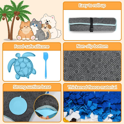 Dog Sniff Snuffle Mat for Dogs Small Puppy Breed Includes Slow Lick Mat, Interactive Dog Puzzle Toy for Boredom, Dogs Sniffing Training Mat for Enrichment with Non-Slip Bottom