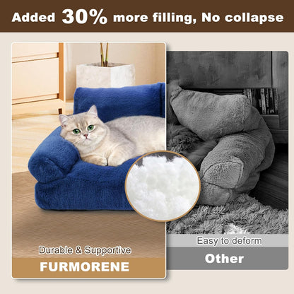 Cat Beds for Indoor Cats, Cat Couch Bed, Cute Cats Sofas for Pets, Small Dog Sofas & Chairs with Removable Washable Cover, Plush Soft Pet Furniture for 10lbs Small Dogs & Cats(Navy Blue)