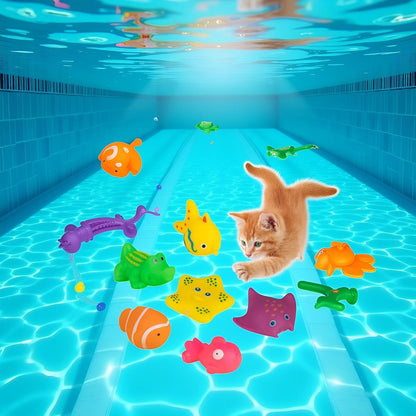 6 Pcs Pool Cat Interactive Toy, Cat Pool Toys, Floating Water Toy, Pet Kitten Swimming Bathing Fish Toy,Bath Toys, Sensory, Cats for Endless