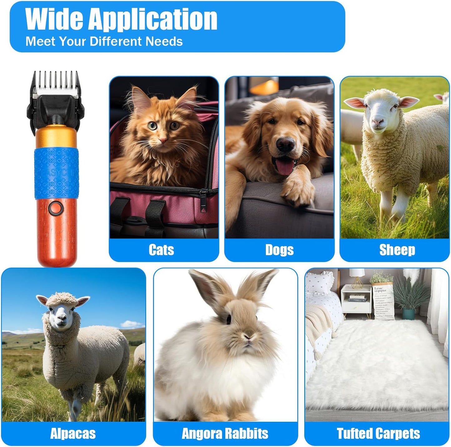 Professional Dog Grooming Clippers, 36W Electric Sheep Shears Pet Clippers Animal Fur Shave Grooming Hair Trimmer Low Noise Electric Pet Shaving and Grooming Kit for Sheep, Goats, Dog, Cat