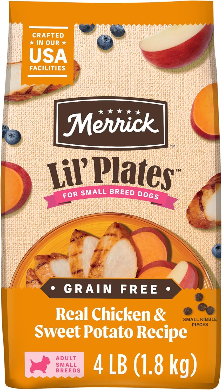 Merrick Lil’ Plates Premium Grain Free Dry Dog Food For Small Dogs, Real Chicken And Sweet Potato Kibble - 4.0 lb. Bag