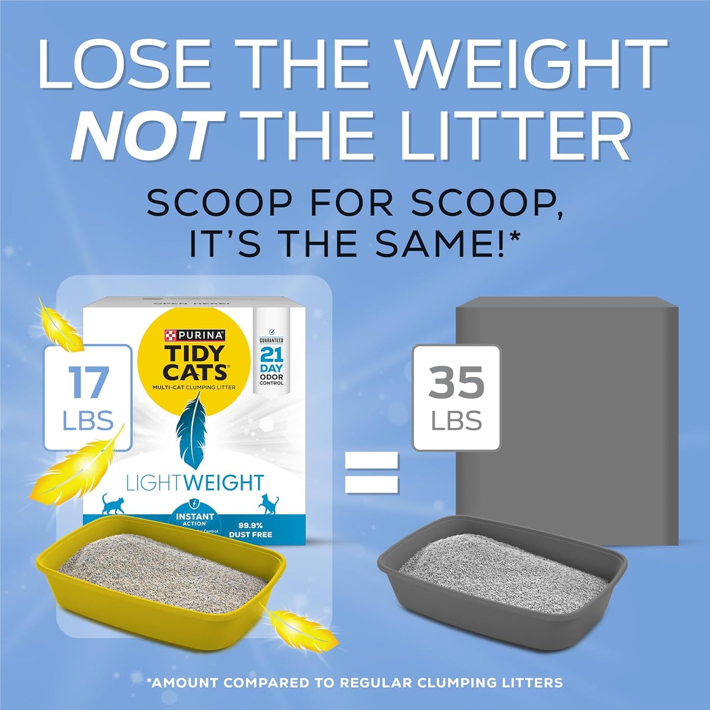 Purina Tidy Cats LightWeight Instant Action, Odor control, Multi-Cat, Clumping, 99.9 Percent Dust Free Cat Litter - 17 lb. Box