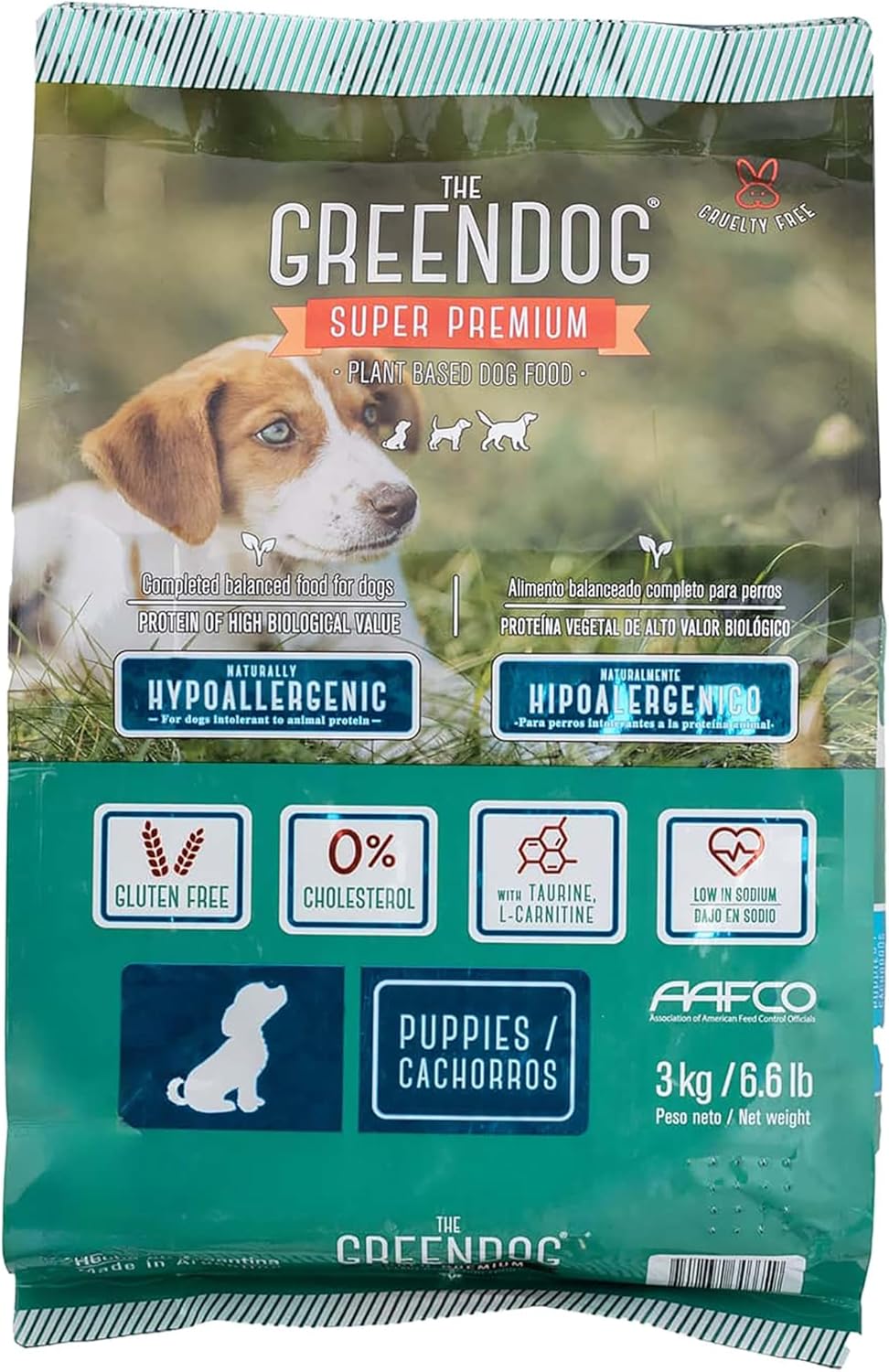 The Green Dog: Super Premium - Puppies - 6.6 Lb Bag Dog Food - Plant Based Protein, Vegan Dry Pet Kibble, Gluten Free, Complete Nutrition