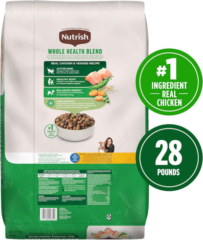 Nutrish Real Chicken & Veggies Recipe Whole Health Blend Dry Dog Food, 28 lb. Bag, Packaging May Vary (Rachael Ray)