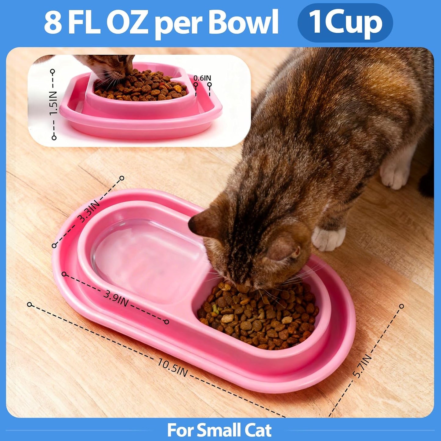 Ant Away Outdoor Cat Bowl, Double Pet Bowl with Water Moat, Spill-Proof Design, Food & Water Feeder for Outdoor Cats – Ants Away, Easy Clean, Lightweight Plastic(Small, 2 Packs)