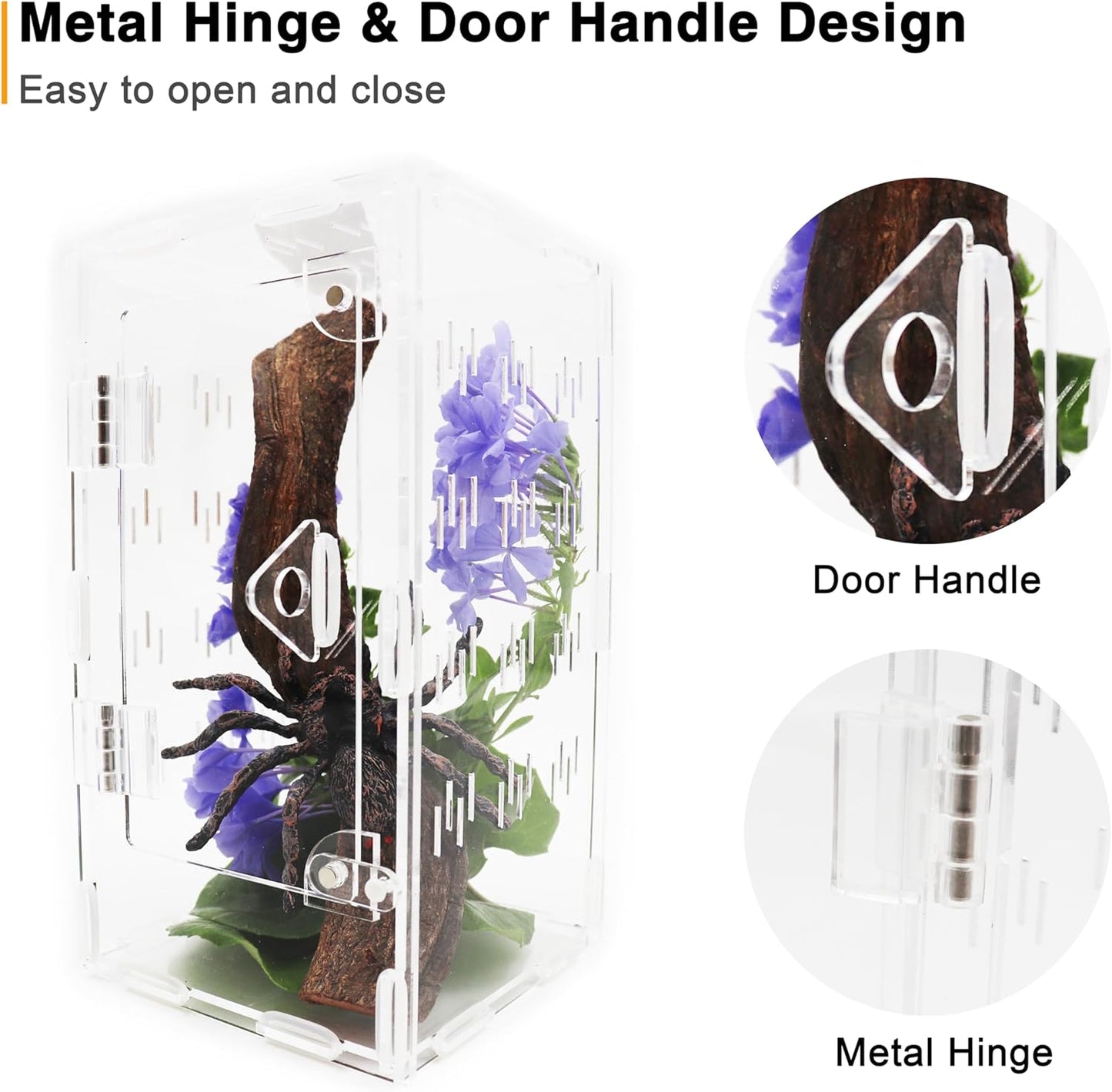 Jumping Spider Enclosure, Spider Terrarium, Acrylic Enclosure Kit, Small Terrarium, Insect Habitat for Spiders, Praying Mantis, Arboreal Tarantula, Bug, Frog, Snail, Lizard and Small Reptiles